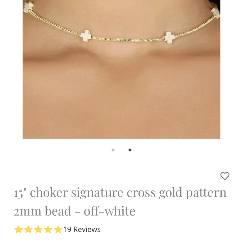 Enewton- 15" choker signature cross gold pattern 2mm bead - off-white